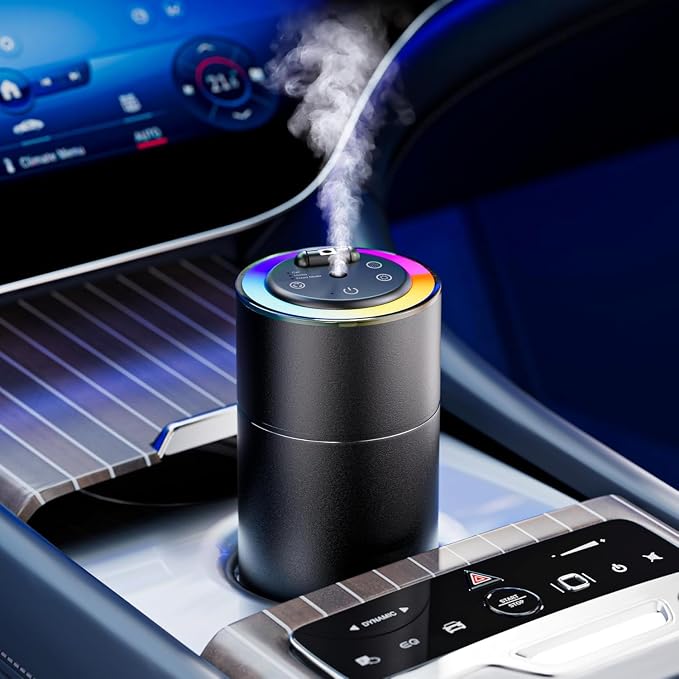 Smart Car Air Freshener Diffuser - 160ml Lasts Up to 6 Months, Leakproof Auto On/Off Vibration Sensor, 3 Adjustable Mist Modes, Star Lights & Sound-Sync RGB - Car Accessories Gifts for Men (Lavender)