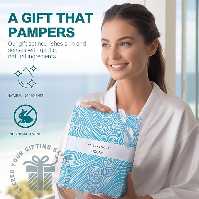 Spa Luxetique Spa Gift Set for Women,Ocean Spa Set Includes Body Lotion, Shower Gel,Bubble Bath, Hand Cream,Bath Gifts for Women, Mothers Day Gifts