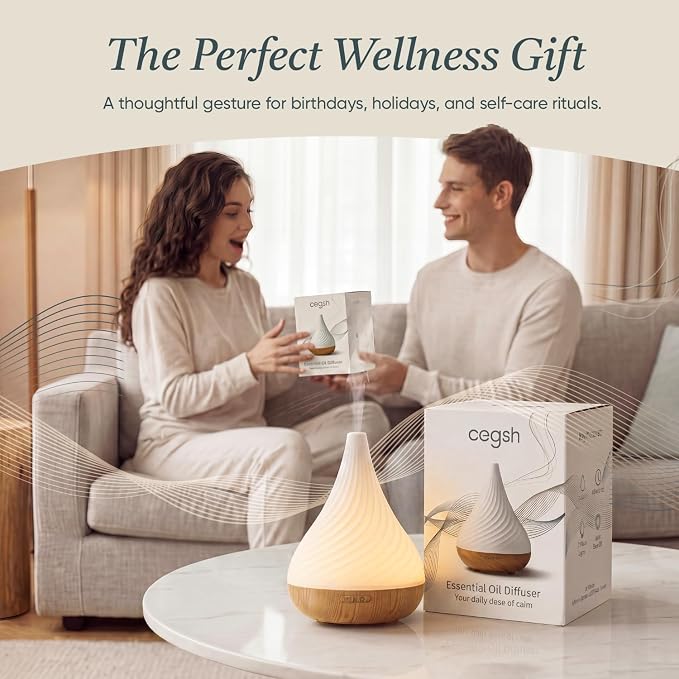 Essential Oil Diffuser with Adapter, 130ml Aromatherapy Scent Machine for Home & Office, 7 Color LED & Breathing Light Cool Mist Humidifier, 2 Mist Modes Last up to 8 Hours, Auto-Off, Spiral