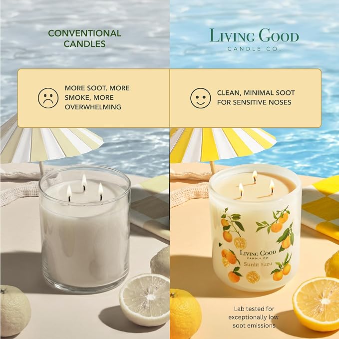 Sunlit Yuzu Pure Beeswax Candle – Bright Summer Citrus, Lemon & Grapefruit Essential Oils, Non-Toxic Clean Burn, 90+ Hour Burn Time, Uplifting Aromatherapy Gift for Women & Men