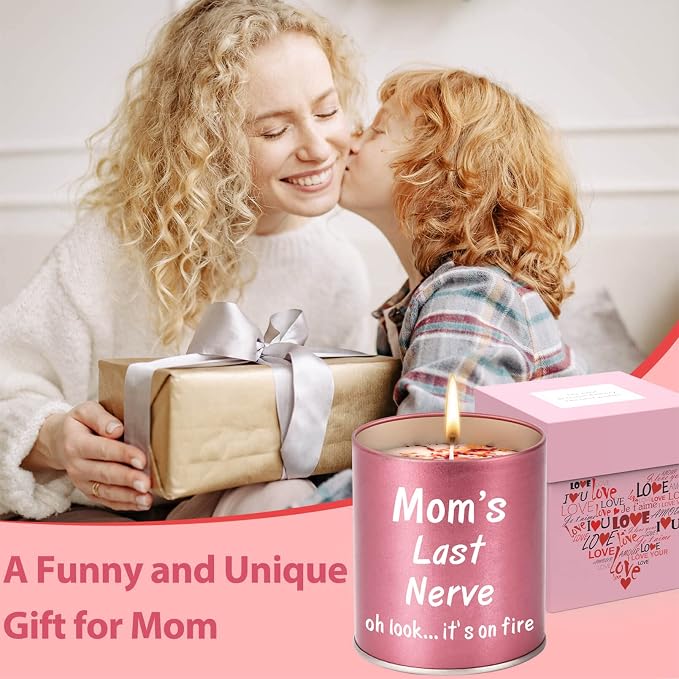 Gifts for Mom Birthday from Daughter Son, Christmas Stocking Stuffers Gifts for Mom Present Mothers Day Great ldeas Funny Unique New Mother Thanksgiving Adoptive 9oz Scented Candle