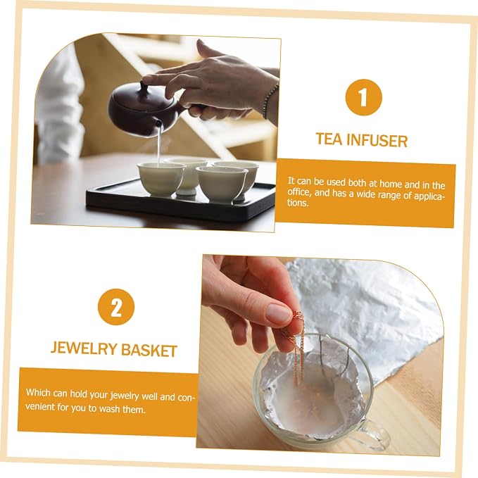 PRETYZOOM 2pcs Stainless Steel Jewelry Cleaning Basket Practical Watch Jewelry Cleaner Fine Mesh Tea Infuser Balls for Home Restaurant and Tearoom Use