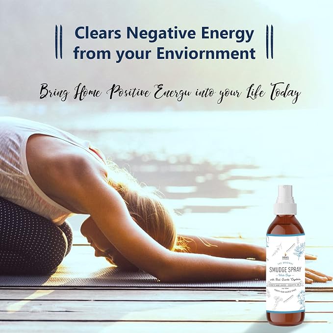 SOUL STICKS White Sage with Pearl Smudge Spray – 3.5oz Smokeless Energy Mist – Quartz Crystal & Pearl Infused Aura Cleanser – Spiritual Spray for Emotional Balance, Protection & Inner Peace