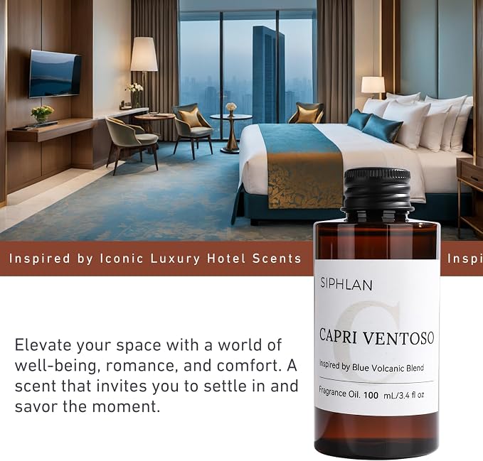 Capri VENTOSO Hotel Collection Diffuser Oil – 100mL Luxury Aromatherapy Essential Oil for Diffusers & Waterless Diffusers – Premium Fragrance for Home & Office