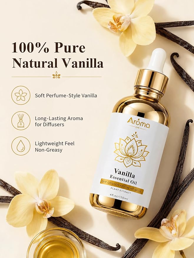 Vanilla Essential Oil, Warm & Cozy Vanilla Scent | For Diffusers, Home Fragrance and Aromatherapy, Skin Care, Home Care and Candle Making
