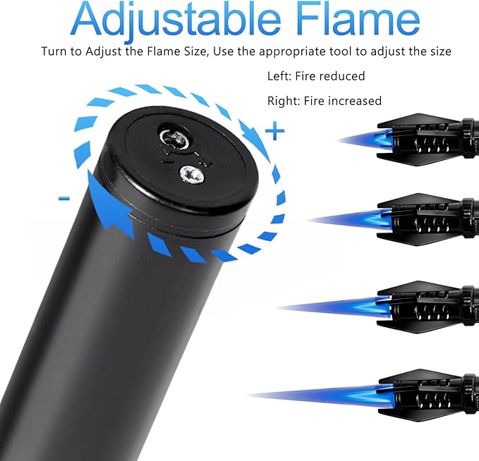Camping Mini Torch Lighter EDC Windproof Small Lighters with Visual Window Refillable Gas Pocket Tactical Jet Flame for Hiking Survival Kitchen Grill Fireplace Home Candle BBQ, 5" (Without Butane)