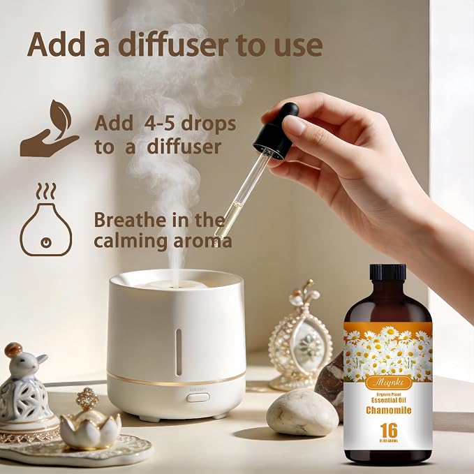 Chamomile Essential Oil, Chamomile Oil for Sleep Aid, Diffuser, Humidifier, Massage, DIY Soap, Candle, Skin Care, Gift Ready,Chamomile Fragrance Oil - MLYNKL Essential Oils (16.33 fl oz / 490ml)
