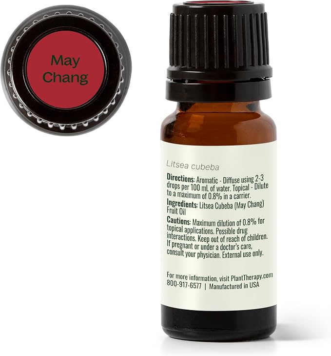Plant Therapy May Chang Essential Oil 10 mL (1/3 oz) 100% Pure, Undiluted, Litsea Cubeba, Aromatherapy, Clear Skin, Energy, and Digestion Support