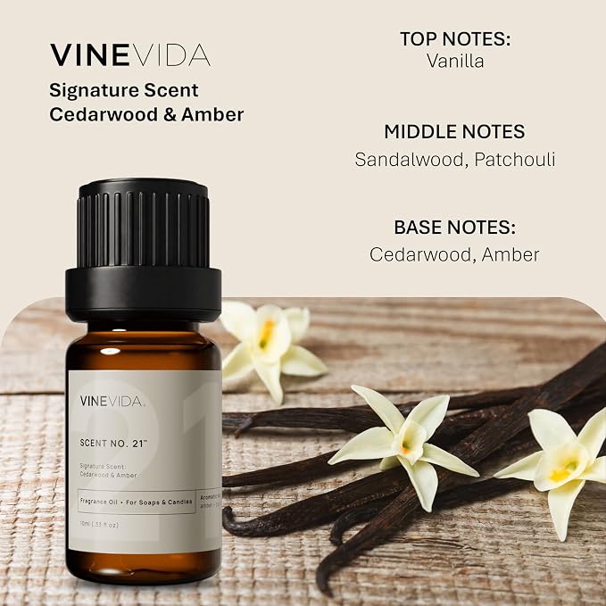 VINEVIDA [0.33oz] Cedarwood & Amber Fragrance Oil for Candle Making and Soap Making - Premium Candle Scents for Soy Candles