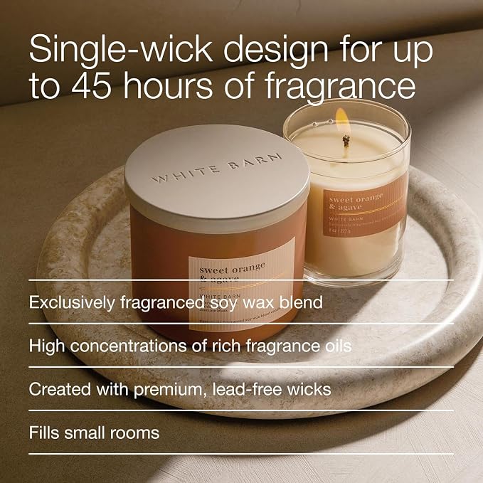 Bath & Body Works Single Wick Candle, Sweet Orange & Agave Candle, Long-Lasting Burn Up to 45 Hours, Exclusively Fragranced Soy Wax Blend, 8 oz - 2 Pack