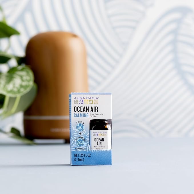 Aura Cacia Ocean Air Essential Oil Blend, Boxed 0.25 fl. oz. - Light Aroma, No Synthetic Fragrances