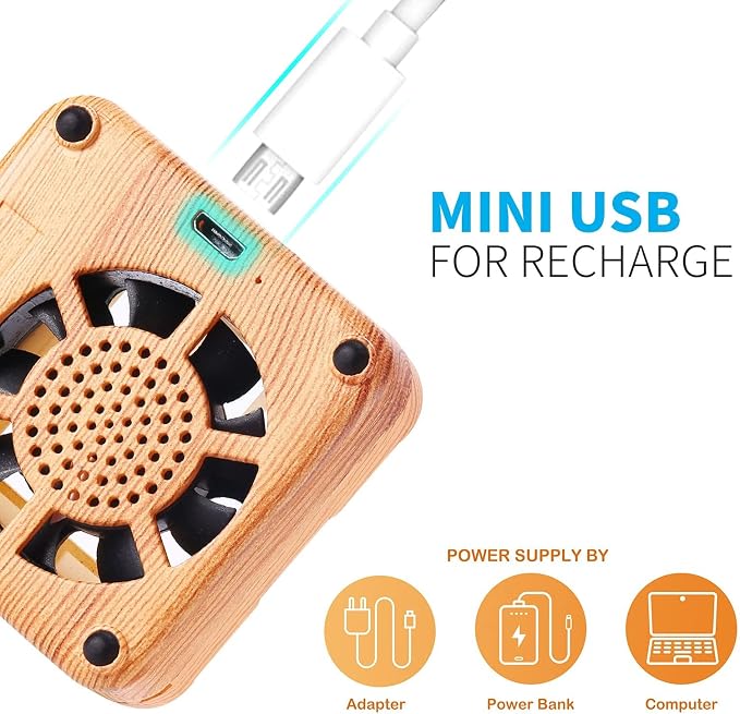 Weljoy Wood Grain Portable Diffuser for Essential Oils – Car or Travel, Mini Size, Quiet, Waterless, Re-Chargeable Battery or USB (Wood Grain)