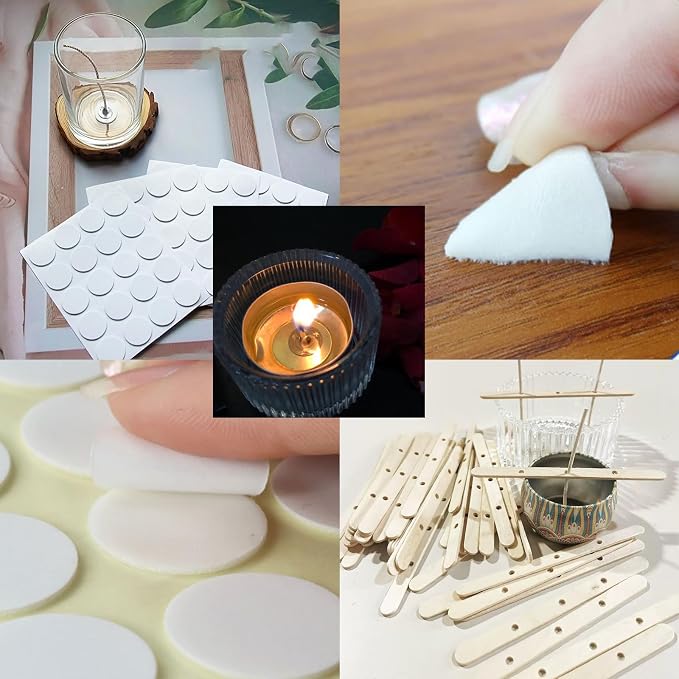Candle Wicks for Candle Making, 200Pcs 4 Inch + 100Pcs 6 Inch Pre-Waxed Cotton Candle Wicks Kit with 300Pcs Wick Stickers, 20Pcs Candle Wick Holders & Clips, Candle Making Supplies for DIY Candles