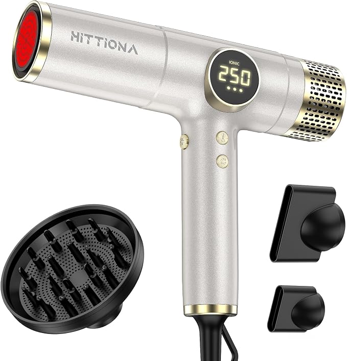 Infrared Ionic Hair Dryer Dual Voltage Travel Hair Dryer 2000W Fast Drying Lightweight Low Noise Diffuser - Professional Blow Dryer No Heat Damage for Curly Hair Women Europe Travel