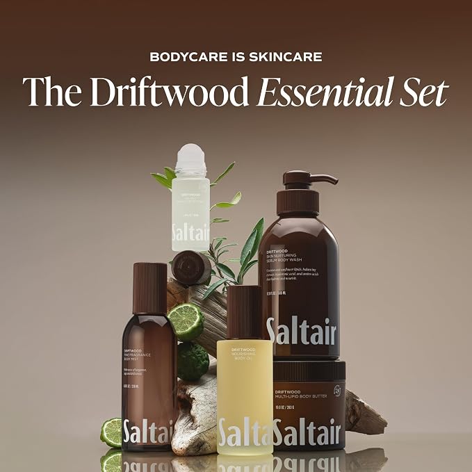 Saltair Serum Deodorant 2 Pack – 5% AHA – Aluminum-Free Odor Control for Women & Men – Mandelic Acid Deodorant with Lactic Acid – Driftwood Scent – 2x 1.7oz Travel Roll On