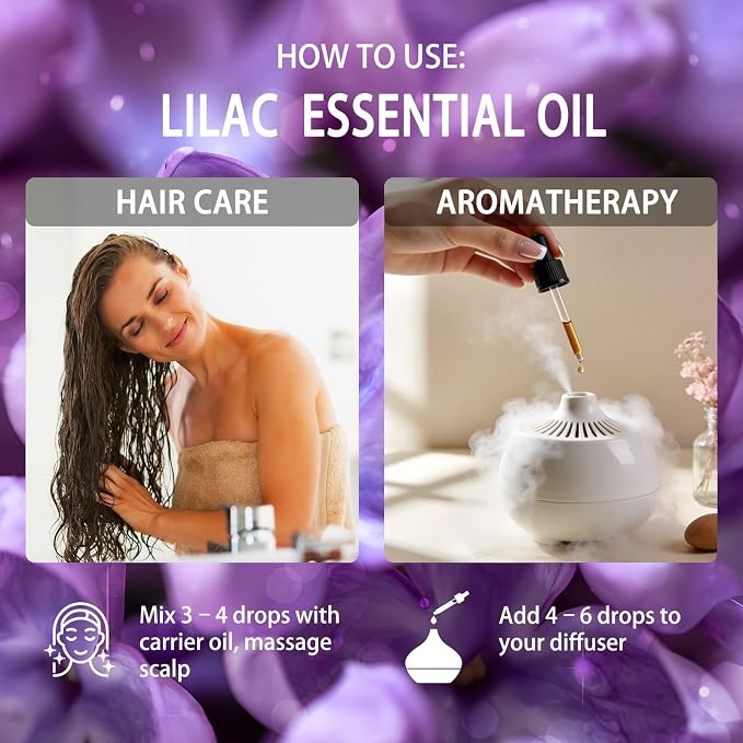 Lilac Essential Oil - Lilac Fragrance Oil for Diffuser, Massage, Humidifier, DIY Candle, Soap Making, Home, Bath, Yoga - 4 fl oz (120ml) - ZODION Essential Oils