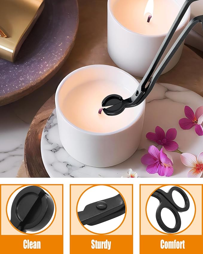YOUTUOY 4 in1 Candle Accessory Set with Rechargeable Candle Lighter, Candle Wick Trimmer, Candle Wick Snuffer, Candle Wick Dipper, Candle Care Kit (Matte Black)