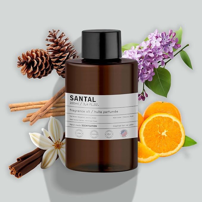 Essential Oils for Diffusers for Home - Santal Oil 3.4 Fl Oz - Everyday Aromatherapy Oil - Long Lasting Hotel Collection - Oils for Diffuser - Made in USA