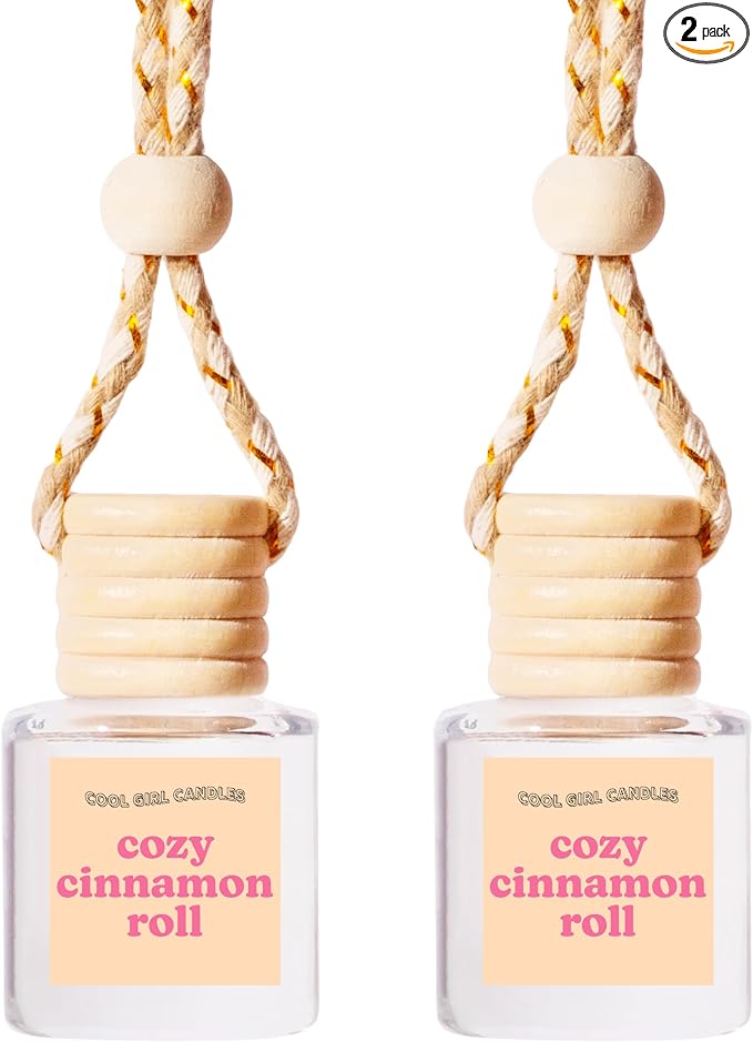 COOLGIRLCANDLES Cozy Cinnamon Roll Hanging Fragrance Oil Diffuser for Car, Essential Oils, Scents Aromatherapy - Long Lasting Air Freshener Bottle