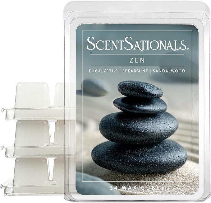 ScentSationals Zen Scented Wax Melts - Eucalyptus, Spearmint, & Sandalwood, 10oz (24 Cubes)