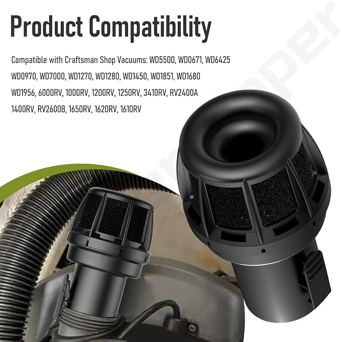 VT2525 & WS25025A 2.5 Inch Muffler/Diffuser Accessory for Ridgid Wet/Dry Vacuums, Fits Most Vacs With A Standard 2-1/2" Exhaust Port, To Reduce Blowing Dust and Debris