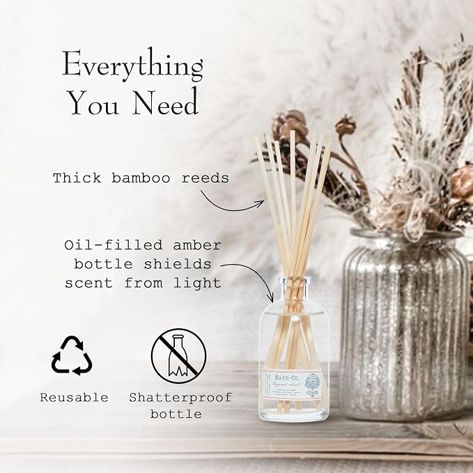 Barr-Co. Original Scent Reed Diffuser Kit, Tranquil Milky Scent with Oat, Vanilla & Vetiver, Reed Diffuser for Home, Long Lasting Aroma Diffuser, Refillable, 8 fl oz