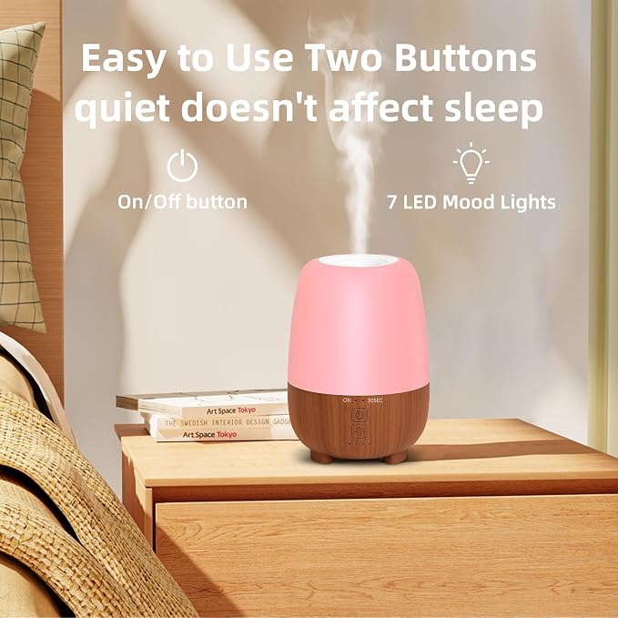 SPLITSKY Rechargeable Battery Essential Oil Diffuser 150ML, Portable Cordless Aromatherapy Diffuser, 7-Color LED Light, 7 Hours Run Time, Quiet Design, Safe Auto Shut-Off, for Office, Home, Outdoor
