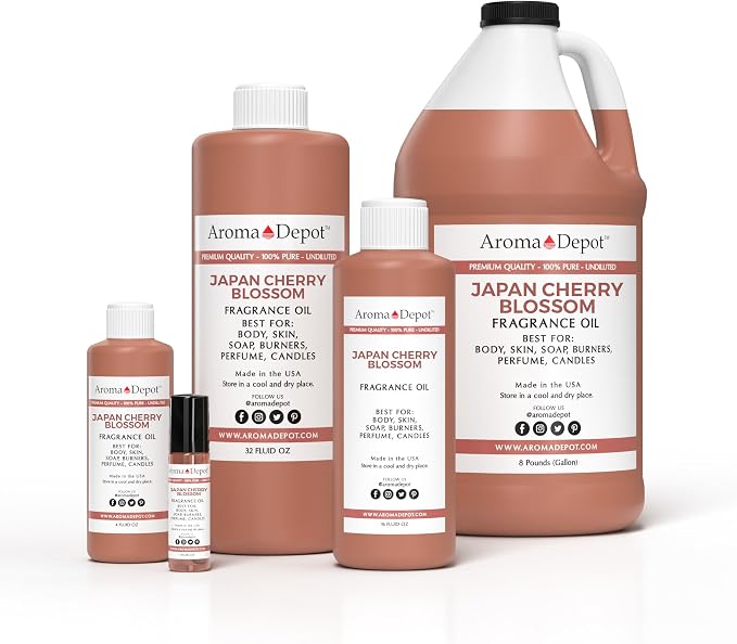Aroma Depot 8 fl oz Japanese Cherry Blossom Fragrance Oil – Scent for Candle Making, Soap Making, Wax Melts, Diffusers, Body Oil Blends & Incense (240ml)
