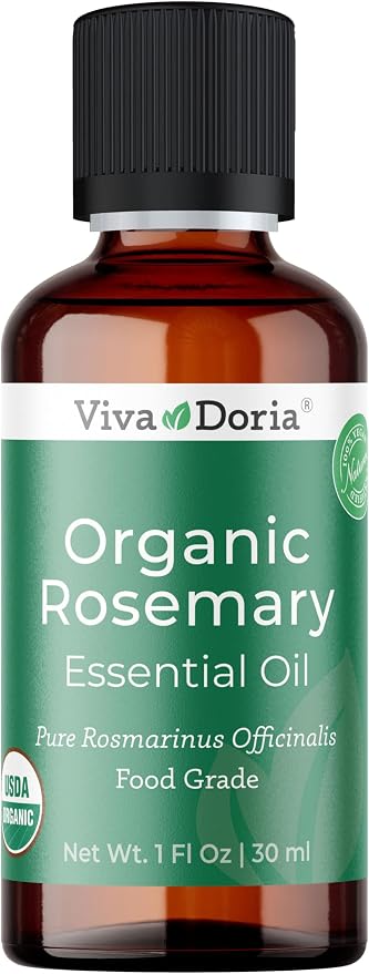 Viva Doria Rosemary Essential Oil, USDA Certified, Organic Rosemary Oil, 100% Pure, Natural Essential Oil, Undiluted, for Aromatherapy | Food Grade, 30 mL (1 Fluid Ounce)