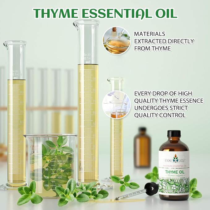 EVOKE OCCU Thyme Essential Oil for Diffuser, Massage, Candle and Soap Making - 4 FL Oz