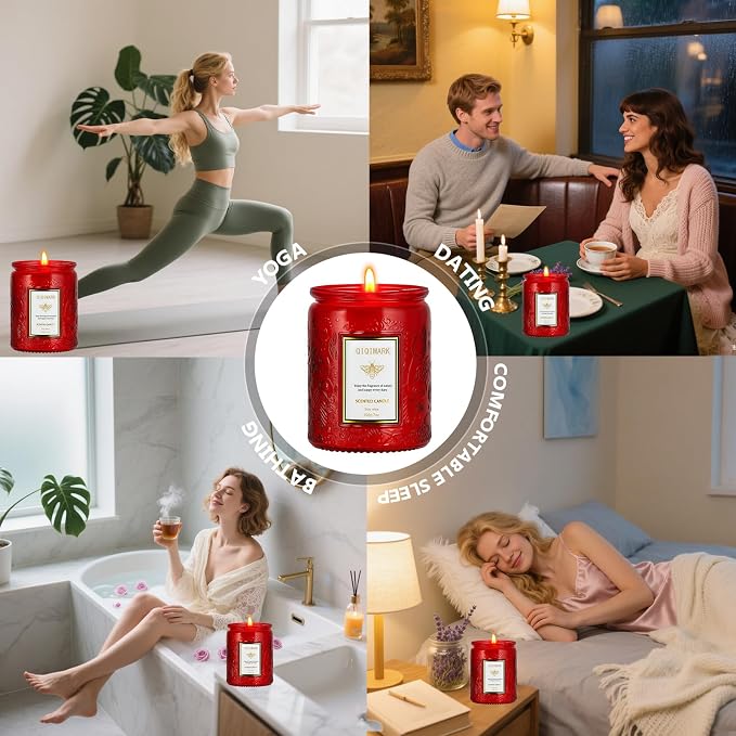 Scented Candles Gift Set for Women, 6 Pack Soy Wax Aromatherapy Candles, Long Lasting Candles for Home, Compatible with Candle Warmer Lamps, Birthday Romantic Gifts, Red Candles