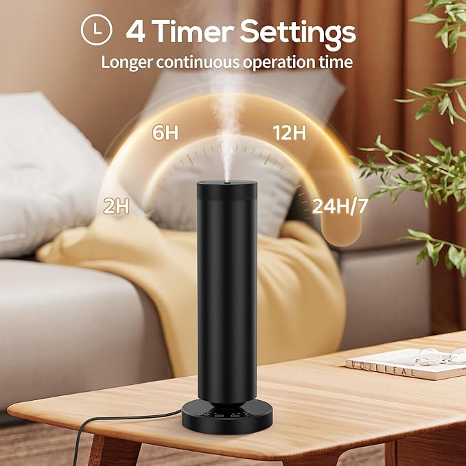 Waterless Diffuser with 108ML Essential Oils, Covers 1500 Sq Ft, Diffusers for Home Hotel, Adjustable Mist & Timer, Scent Diffuser Starter Kit with Night Light, Corded Electric,Black