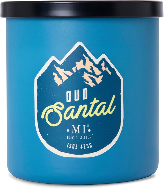 Manly Indulgence Oud Santal Scented Candles for Men, 2 Wick, 15 oz Premium Soy Blend Wax, 60H Burn, Candles for Home Scented – Made in The USA