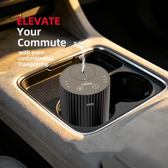 Waterless Essential Oil Diffuser, Portable Car Diffuser with Rechargeable Battery, Cordless Aromatherapy Diffuser for Home Office Bedroom, USB-C Nebulizing Diffuser, Up to 600 Sq Ft Coverage