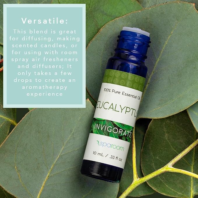 SpaRoom Aromatherapy 100% Pure Essential Oils for Diffusers and Air Freshners, Invigorate Eucalyptus, 10 mL