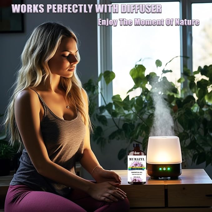 Marjoram Essential Oil, Marjoram Oil 4 Fl Oz 120ML for Diffuser Humidifier Yoga Cleaning DIY Candle Soap Making MUMAZYL Essential Oils