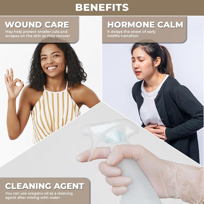 Plant Based Oregano Essential Oil - Oil of Oregano Drops for Skin & Hair Care | Reduce Itchiness & Redness | Plant Based, Gluten-Free - Natural Aromatherapy Oil for Diffusers
