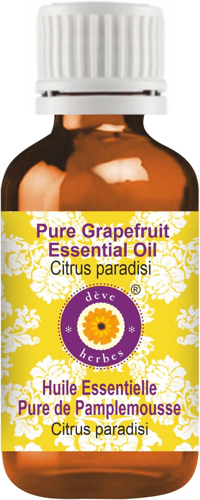 dève herbes Grapefruit Essential Oil (Citrus paradisi) Pure | Non-Sticky | Non-Greasy | Lightweight | Men & Women | All Skin Types | Steam Distilled 100ml (3.38 oz)
