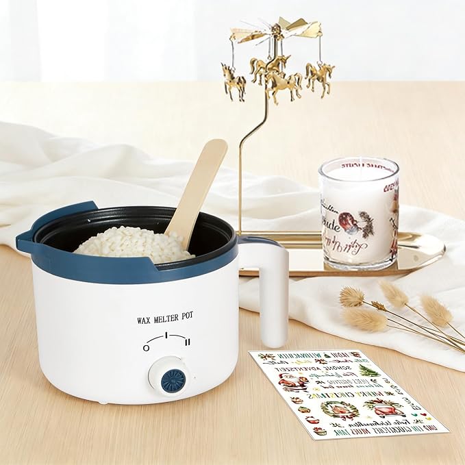 Candle Making Kit with Spinning Holder and Candle Tattoos Stickers, DIY Scented Candle Maker Set for Adult Glass Jars with Electric Wax Melter Pot, Essential Oil