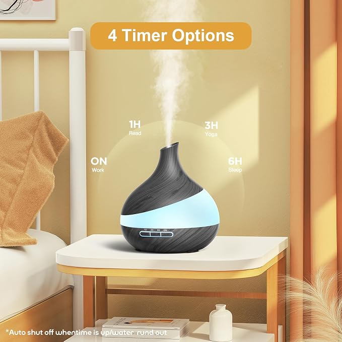 Essential Oil Diffuser for Women, 𝟓𝟎𝟎𝐦𝐥 Aromatherapy Diffuser:𝟏𝟒-𝐂𝐨𝐥𝐨𝐫 LED, Dual Mist 30/60ml/h, Remote Control, Auto Shut-Off, Hotel Spa Bedroom