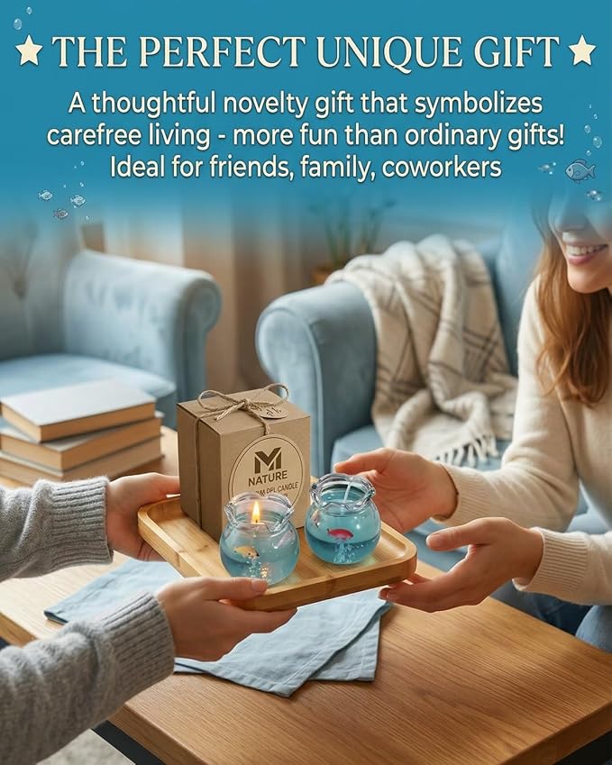 Mini Bubble Fish Tank Candle Aesthetic Decor Cute Decorative Candles for Home Trendy Cozy Room Floating Freesia Scent Bedroom Velas Gifts Recuerdos Bougie Girl Wishes Box Party Favors(2PCS)