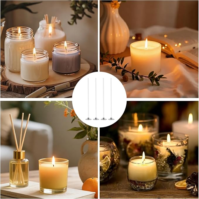 Phinus Candle Wicks Kit 213 PCS, 3 Different Size Candle Wicks for Candle Making, DIY Candle Wick with Complete Tool for Soy Wax, Beeswax, Coconut Wax (4 Inch, 6 Inch and 7.8 Inch in Length)