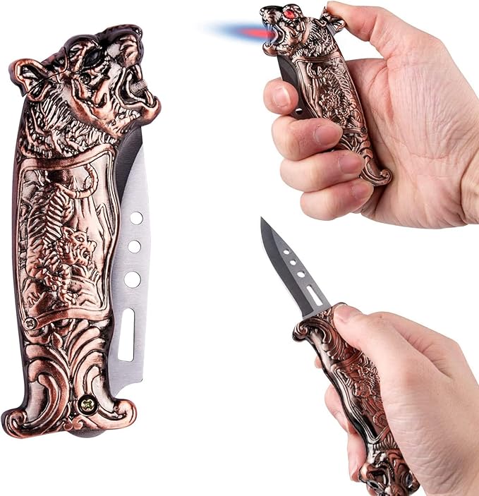 Torch Lighters with Jet Flame, Butane Lighter Refillable Box for Christmas, Windproof Candle Butane-Filled, Windproof Flame Outdoor (Without Fuel)
