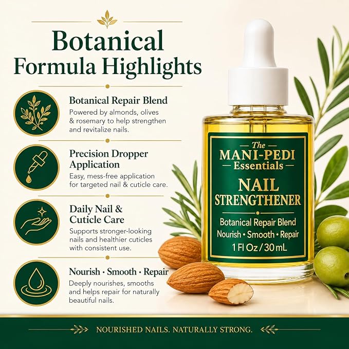 TMPE Nail Strengthener Oil for damaged, brittle nails. Keratin Repair Blend with nourishiment of Jojoba, Almond & Tea-Tree Oils. Helps Nails grow longer & stronger - 1 fl oz
