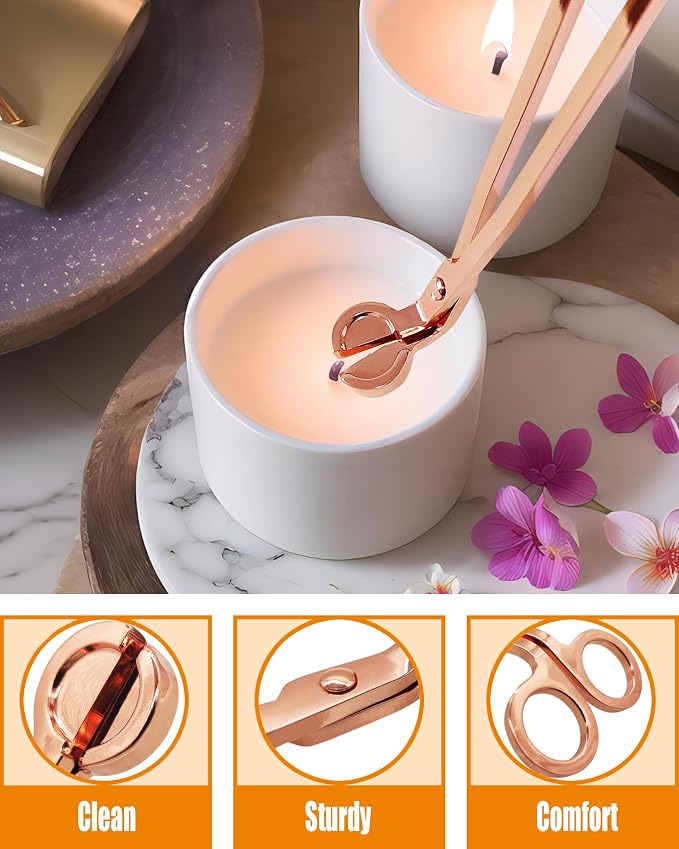YOUTUOY 4 in1 Candle Accessory Set with Rechargeable Candle Lighter, Candle Wick Trimmer, Candle Wick Snuffer, Candle Wick Dipper, Candle Care Kit (Rose Gold)