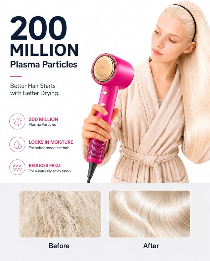 Tideway Hair Dryer Professional High-Speed Ionic Blow Dryer 110,000 RPM, Compact Hair Dryer with Magnetic Diffuser, Fast Drying with Brushless Motor Low Noise Smart Temperature Control-H11