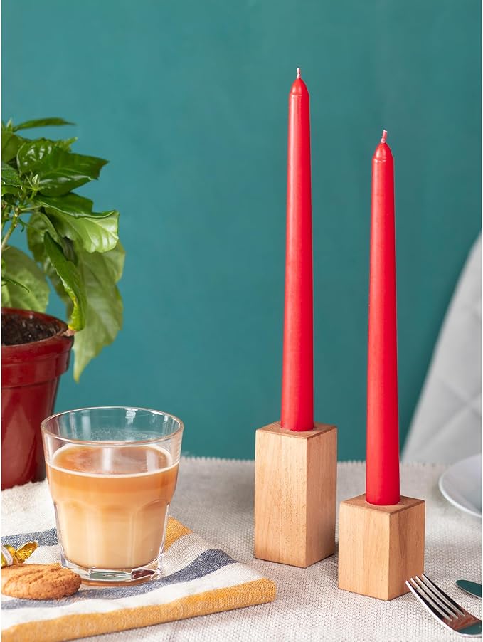 CANDWAX 12 inch Red Taper Candles Set of 4 - Dripless and Long Burning Candlesticks - Perfect as Red Long Candlesticks for Dinner or Holiday Home Decor - Taper Candle Sticks