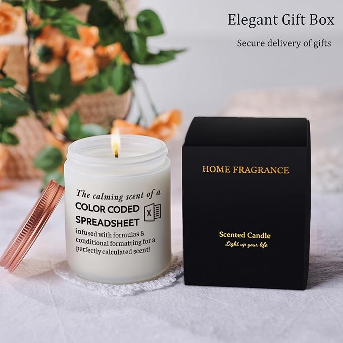Funny Gift for Coworker Accountant, Data Analyst, Marketing Specialist - Humor Excel Spreadsheet Gift for Colleague, White Elephant Goodbye Present for Boss Friend Lavender Candle