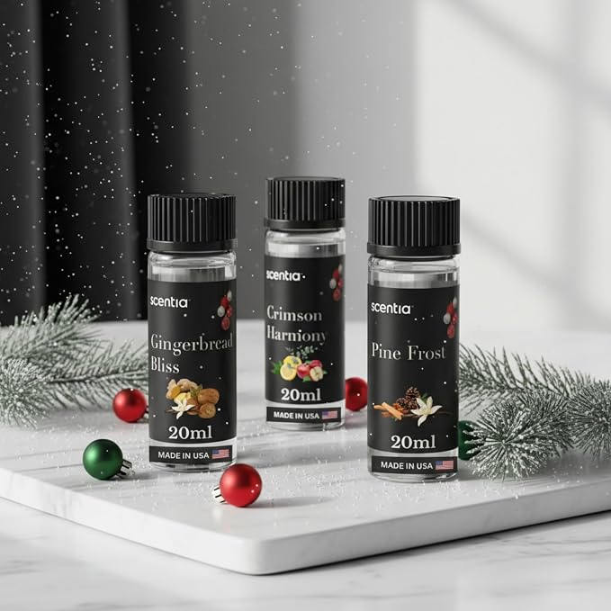 Scentia Cozy Pine Gingerbread Fragrance Oil Collection – Long Lasting Aromatherapy Diffuser Oil for Candles, Home & DIY Bakery Scents 3x20ml Discovery Set – (Perfect for Winter & Holiday)