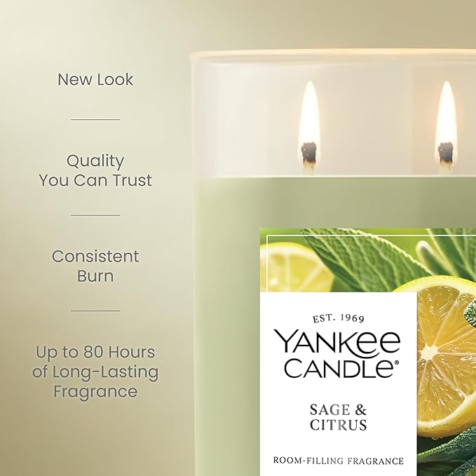 Yankee Candle Sage & Citrus Scented Signature 20oz Large Tumbler 2-Wick CandleLong-Lasting and Clean Burn Over 60 Hours of Burn Time (Pack of 4)
